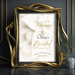 Ivory Bloom & Gold Script Brautparty Willkommen Poster