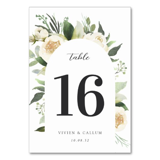 Ivory Bloom | Hochzeit von Wasserfarben Tischnummer (Vorderseite)