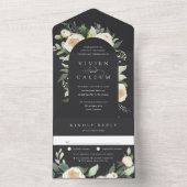 Ivory Bloom | Hochzeitsfeier mit Wasserfarben All In One Einladung (Innen Boden)