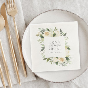 Ivory Bloom Hochzeitskala "Liebe ist süß" Serviette