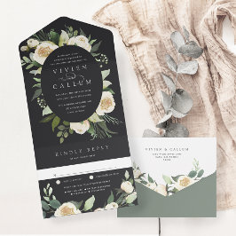 Ivory Bloom | Hochzeitskalibrierung von Aquarellbi All In One Einladung