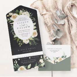 Ivory Bloom | Hochzeitskalibrierung von Aquarellbi All In One Einladung