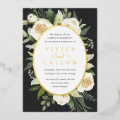 Ivory Bloom | Hochzeitskalibrierung von Aquarellbi Folieneinladung (Vorderseite)