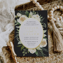 Ivory Bloom | Hochzeitskalibrierung von Aquarellbi Folieneinladung