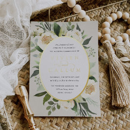 Ivory Bloom | Hochzeitskalibrierung von Aquarellbi Folieneinladung