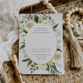 Ivory Bloom | Hochzeitskalibrierung von Aquarellbi Folieneinladung