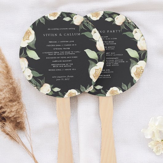 Ivory Bloom | Hochzeitsprogramm für Wasserfarben Fächer