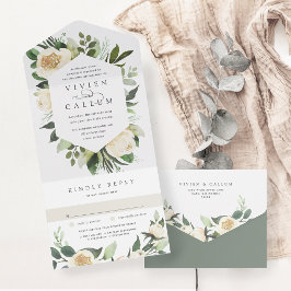Ivory Bloom | Hochzeitswasser für Wasserfarben All In One Einladung