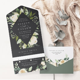 Ivory Bloom | Hochzeitswasser für Wasserfarben All In One Einladung