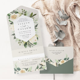 Ivory Bloom | Hochzeitswasser für Wasserfarben All In One Einladung