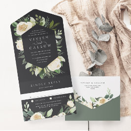 Ivory Bloom | Hochzeitswasser für Wasserfarben All In One Einladung