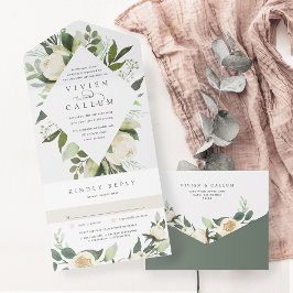 Ivory Bloom | Hochzeitswasser für Wasserfarben All In One Einladung