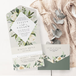 Ivory Bloom | Hochzeitswasser für Wasserfarben All In One Einladung