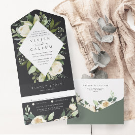 Ivory Bloom | Hochzeitswasser für Wasserfarben All In One Einladung