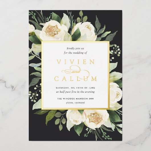 Ivory Bloom | Hochzeitswasser für Wasserfarben Folieneinladung (Vorderseite)