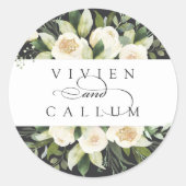 Ivory Bloom | Personalisierte Blumenhochzeit Runder Aufkleber (Vorderseite)