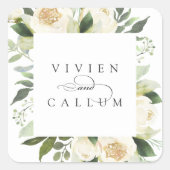 Ivory Bloom | Personalisierte Blumenzarge Quadratischer Aufkleber (Vorderseite)