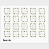 Ivory Bloom | Personalisierte Blumenzarge Quadratischer Aufkleber (Blatt)