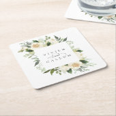 Ivory Bloom | Personalisierte Blumenzarge Rechteckiger Pappuntersetzer (angewinkelt)