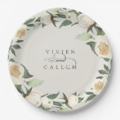 Ivory Bloom | Personalisierte Blumenzeremonie Pappteller (Vorderseite)