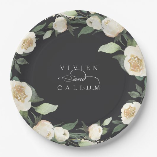 Ivory Bloom | Personalisierte Blumenzeremonie Pappteller (Vorderseite)