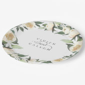 Ivory Bloom | Personalisierte Blumenzeremonie Pappteller (Schrägansicht)