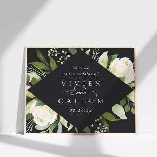 Ivory Bloom Watercolor Floral Wedding Welcome Poster