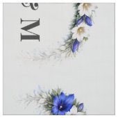 Ivory Blue Floral Wedding Monogram Bride Groom Stoff (Muster)