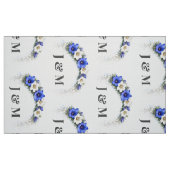 Ivory Blue Floral Wedding Monogram Bride Groom Stoff (Fat Quarter (45,7 x 55,9 cm))
