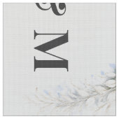 Ivory Blue Floral Wedding Monogram Bride Groom Stoff (Nahaufnahme)