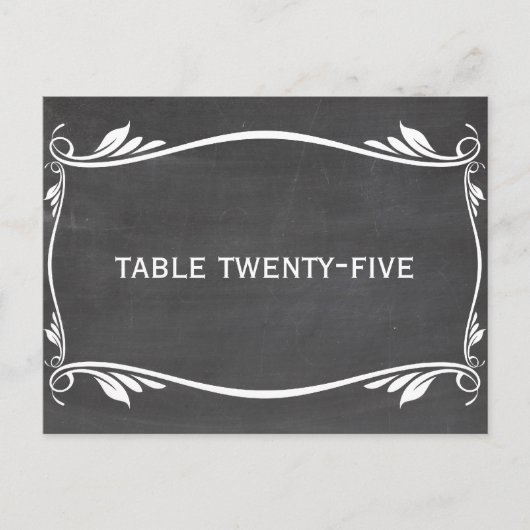 Ivory Blüh Chalkboard Tischnummer Postkarte (Vorderseite)