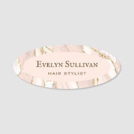 Ivory Blush Agate Name Tag Namensschild