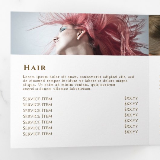 Ivory Blush Agate Trifold Broschüre (Innen Erste Seite)