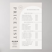 Ivory Blush Modern Price List Beauty Salon Poster (Vorne)