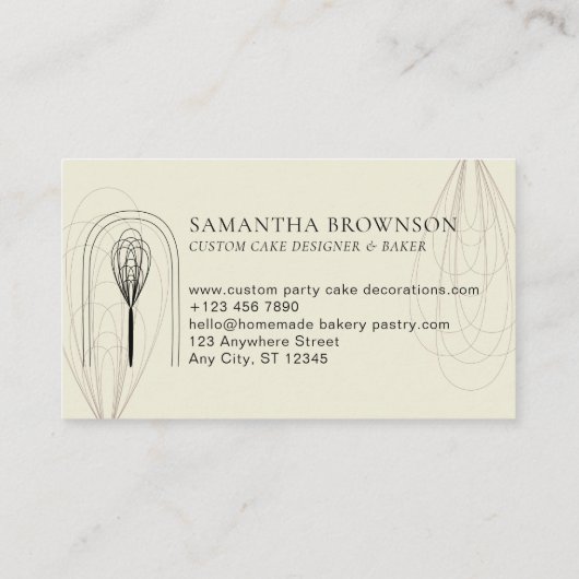 Ivory Blush Stilvolle Whisk Logo Zuhause Bakery Visitenkarte (Rückseite)