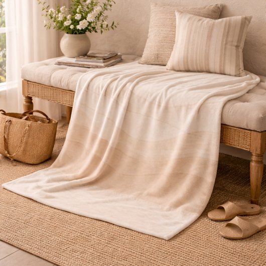 Ivory Blush Waves Fleece Blanket