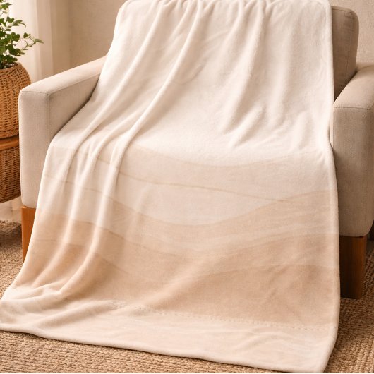 Ivory Blush Waves Fleece Blanket