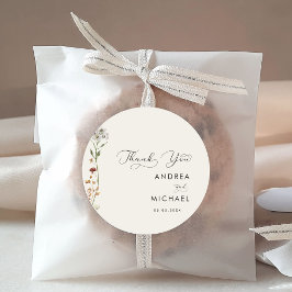 Ivory Boho Fall Wildblume Hochzeit Danke Runder Aufkleber