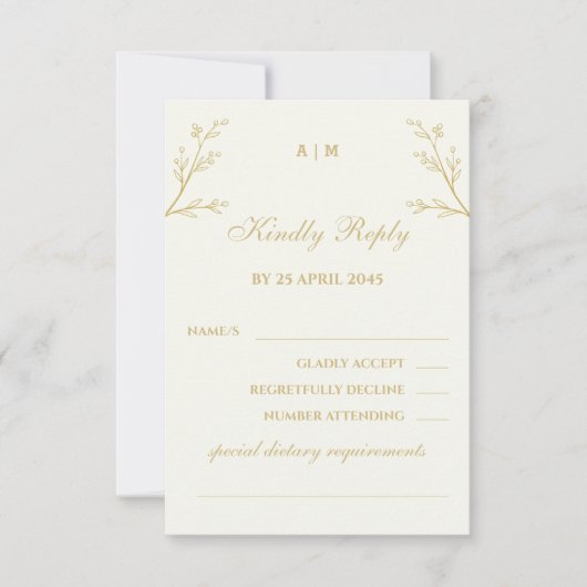 Ivory Botanical Christian Wedding RSVP Card Karte (Vorderseite)