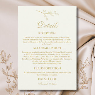 Ivory Botanical Minimalist Wedding Details  Begleitkarte