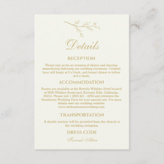 Ivory Botanical Minimalist Wedding Details Begleitkarte