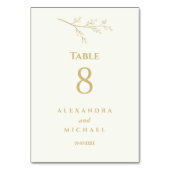 Ivory Botanical Minimalist Wedding Tischnummer (Vorderseite)