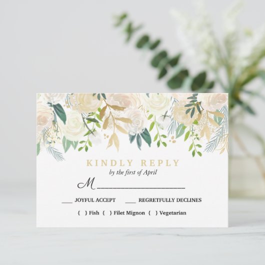 Ivory Bouquet Blumenzwiebelgericht UAWG Mint RSVP Karte (Stehend Vorderseite)