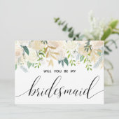 Ivory Bouquet Floral werden Sie meine Bridesmaid Einladung (Stehend Vorderseite)