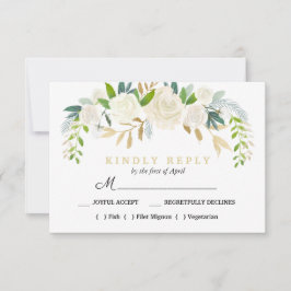 Ivory BouquetFloral Wedding Meal Choice UAWG Pink RSVP Karte