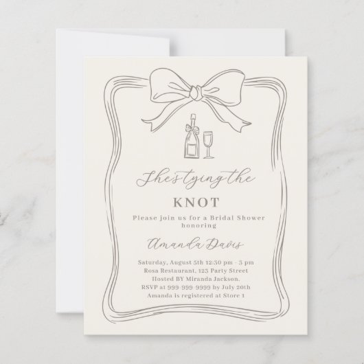 Ivory bow knot neutral Bridal Shower invitation (Vorderseite)