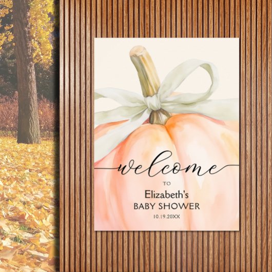 Ivory Bow Little Pumpkin Baby Dusche Willkommen Poster