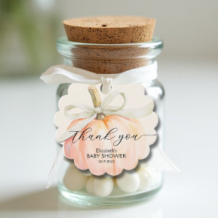 Ivory Bow Little Pumpkin Baby Shower Geschenkanhänger