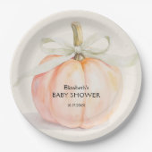 Ivory Bow Little Pumpkin Baby Shower Pappteller (Vorderseite)