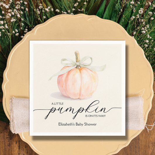 Ivory Bow Little Pumpkin Baby Shower Serviette